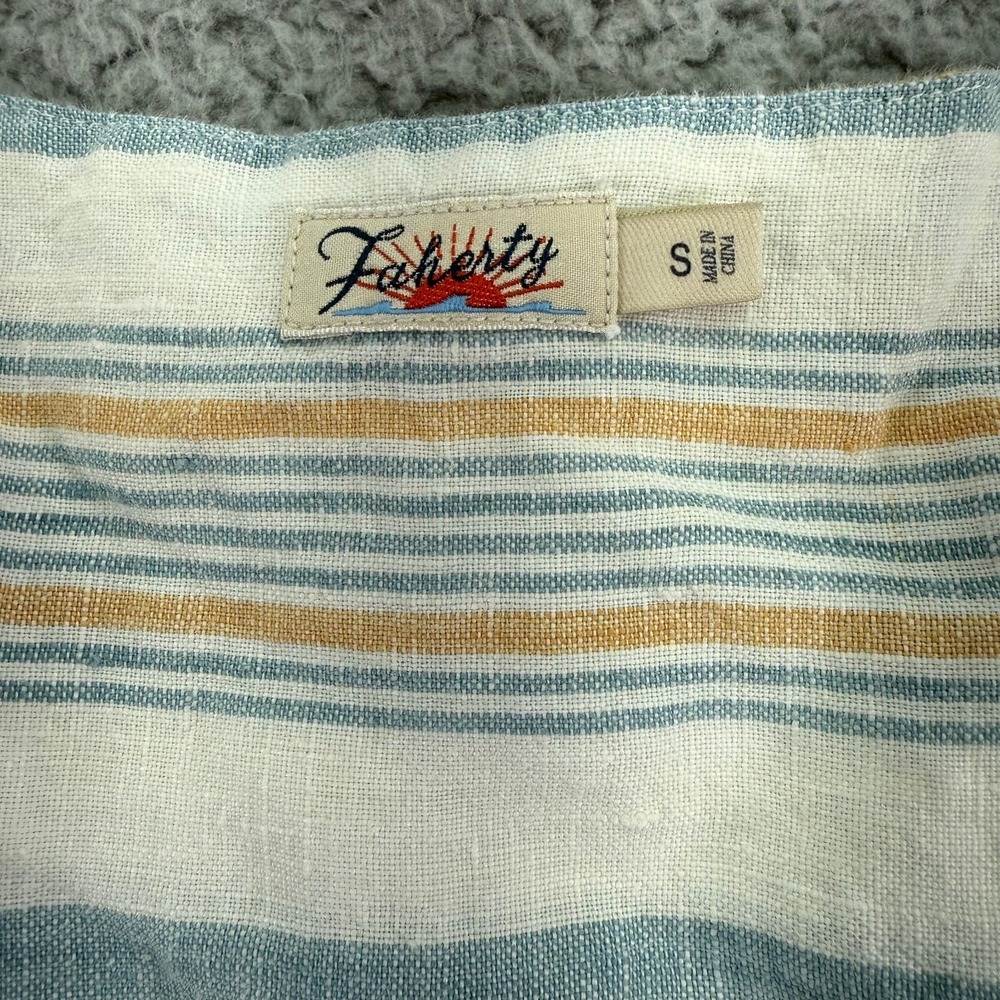 Faherty Tunic Dress Women Small Multi Striped Beach Days Rialto Vneck 100% Linen - Picture 5 of 12